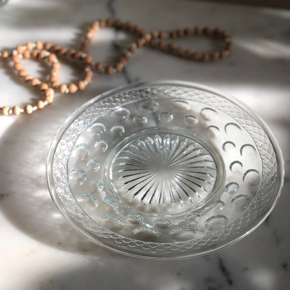 Vintage Embellished Circle Glass Tray